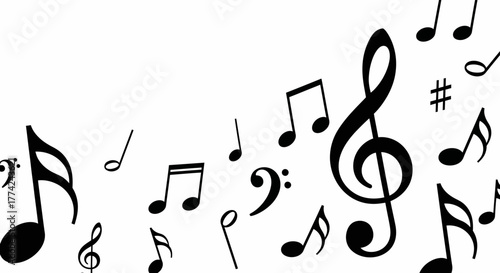 Vibrant Vector Illustration of Musical Notes Flowing Freely