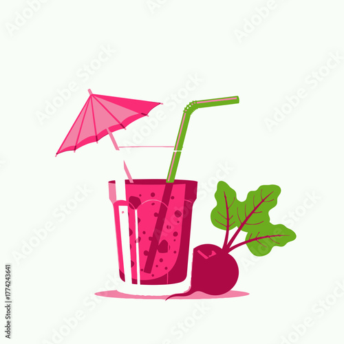Beetroot Juice Vector | Fresh Vegetable Drink Illustration | Healthy Detox Smoothie Icon