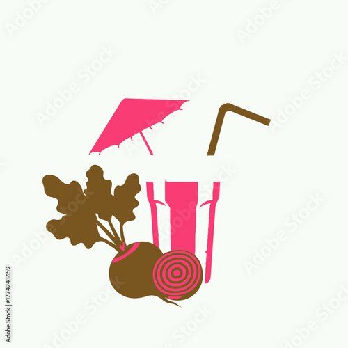 Beetroot Juice Vector | Fresh Vegetable Drink Illustration | Healthy Detox Smoothie Icon