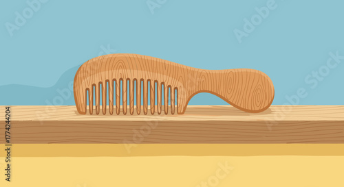 Wooden comb on shelf