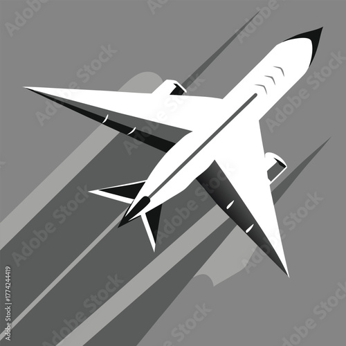 Modern Jet Airplane in Flight with Shadow Trails aircraft