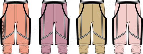 Fashion Illustration of Sportswear Vector Graphic Depicting Trousers in Various Color Palettes for Design and Style Concepts