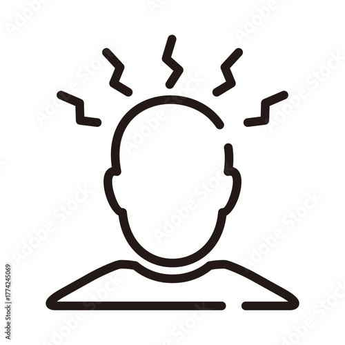 Mental health line icon. Stress illustration.