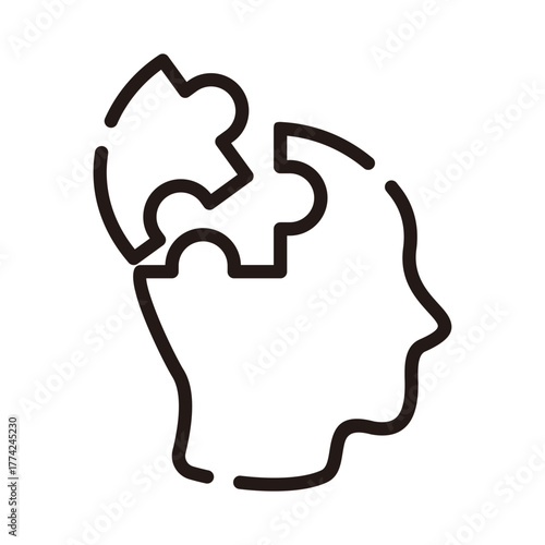 Mental health line icon. Memory loss or dementia.