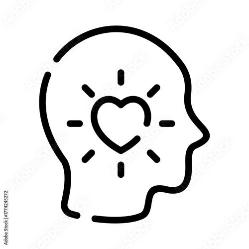 Mental health line icon. Depicts a healthy state of mind.