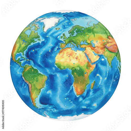 watercolor earth globe drawing illustration