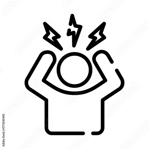 Mental health line icon. Anger illustration.