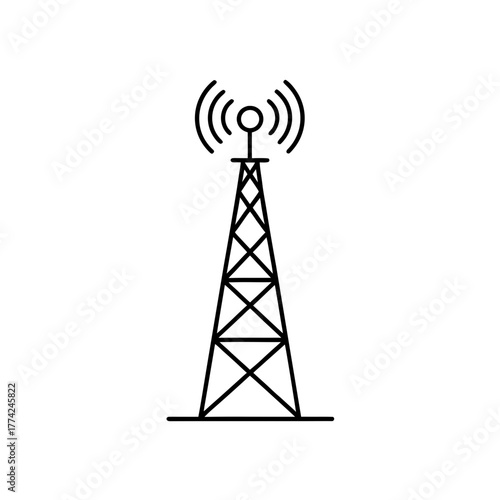 Outline of a radio tower on transparent background