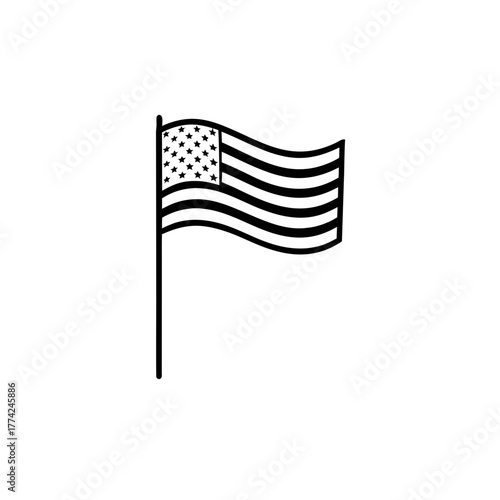 Simple waving flag outline on transparent background