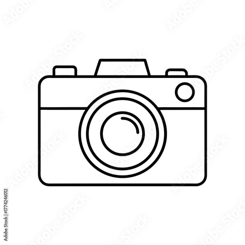 Simple camera line drawing on transparent background