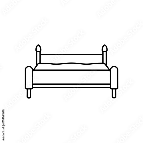Outline of a double bed on transparent background