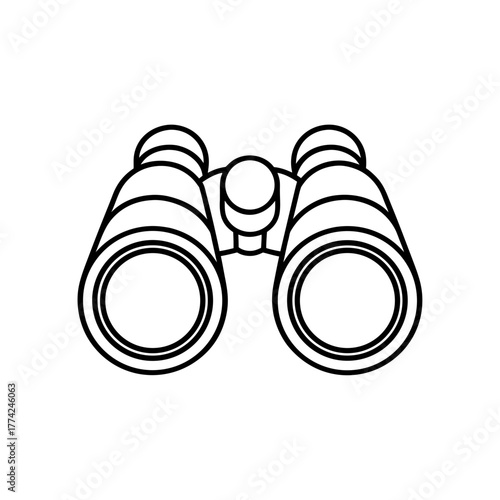 Outline drawing binoculars on transparent background