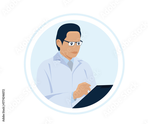 Illustration of Doctor Holding Clipboard