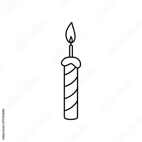 Burning striped birthday on transparent background