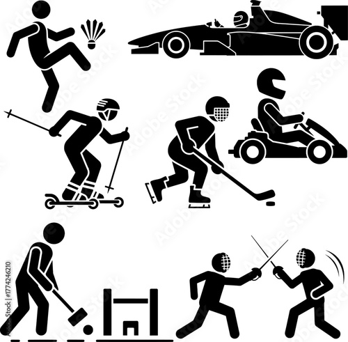 Action Sports and Competitive Games Pictogram Set