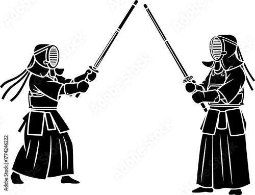 Kendo Martial Arts Duel Silhouette