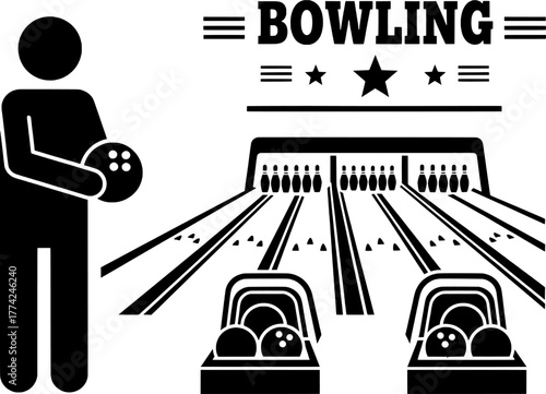 Bowling Alley and Player Pictogram