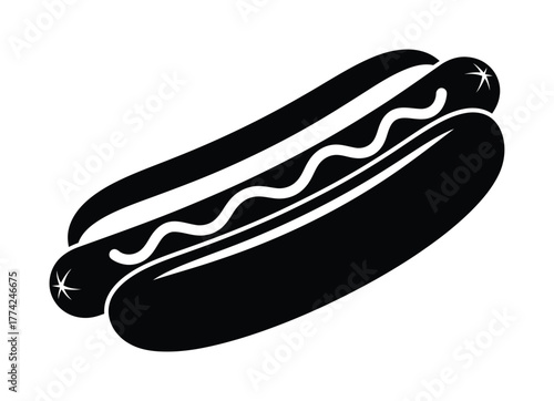 Hot dog vector illustration delicious american food fast food icon art eps silhouette