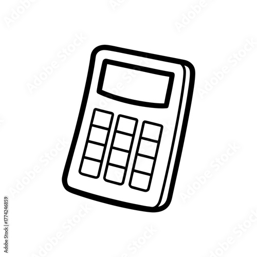 Simple outlined calculator on transparent background
