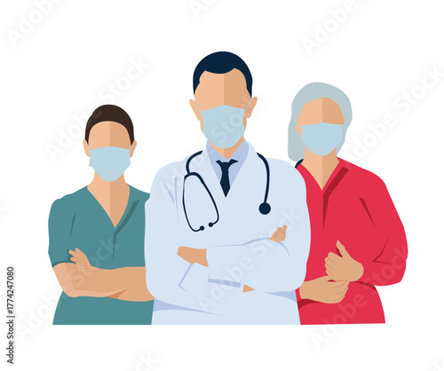 Medical Staff Wearing Masks Illustration