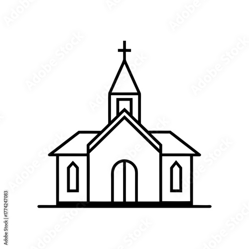 Outline of a church icon on transparent background