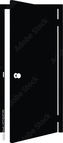 Open black door silhouette entrance concept