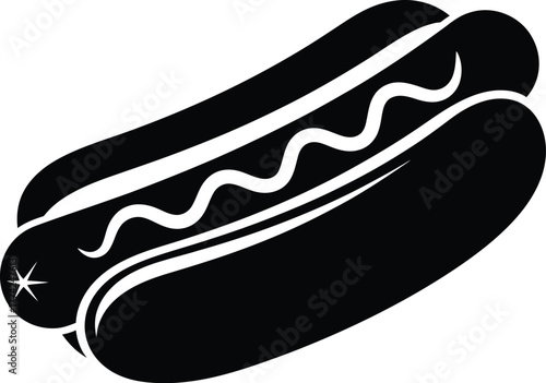 Hot dog vector icon illustration delicious food sausage meat bun snack eps silhouette