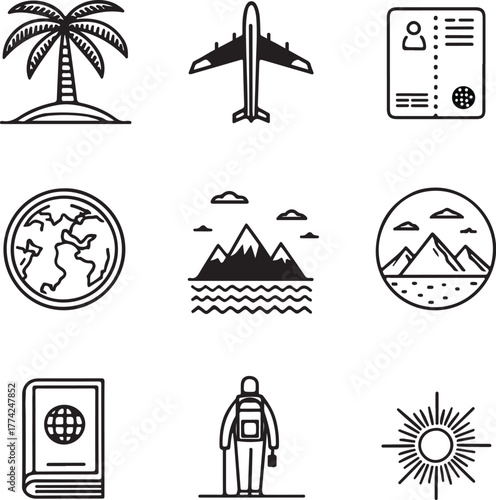 Travel Icons Adventure Awaits