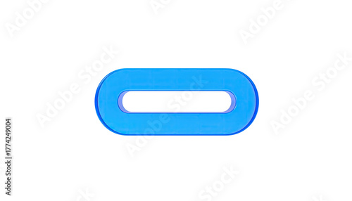 Isolated blue elongated shape with a central opening, on black backdrop