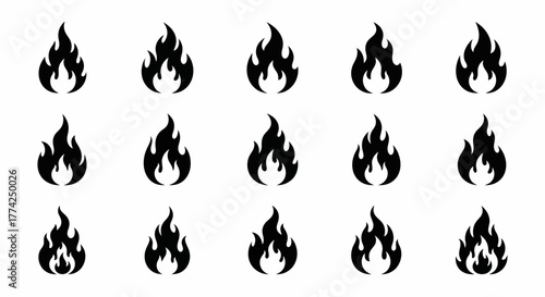 Blazing Vector Fire Collection Dynamic Flame Icons for Creative Design