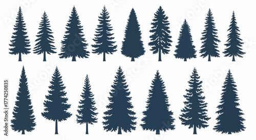 A Variety of Pine Tree Silhouettes A Vector Set for Natural Designs and Graphics