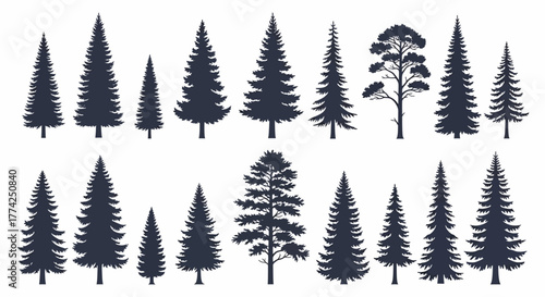 Vector Collection of Coniferous Trees Nature-Inspired Forest Element Set