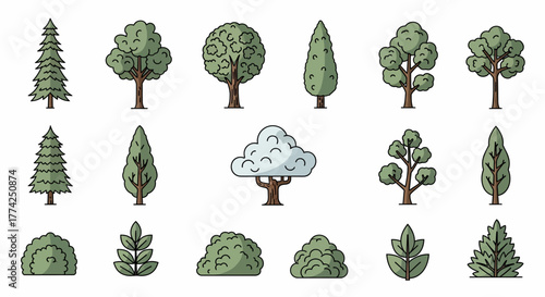 Vector Set of Trees Pixel Art Style Tree Illustrations for Game or Design