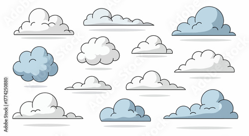 Vector Illustration  Charming Collection of Soft, Hand-Drawn Clouds