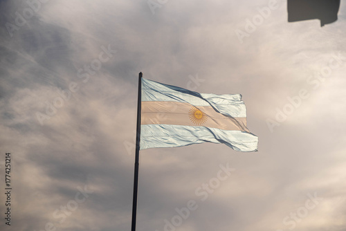 Argentine Flag Waving in the Wind.