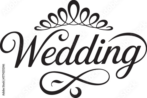 Wedding typography with tiara