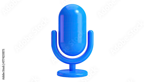 Blue, 3D rendering of a classic microphone on a black background