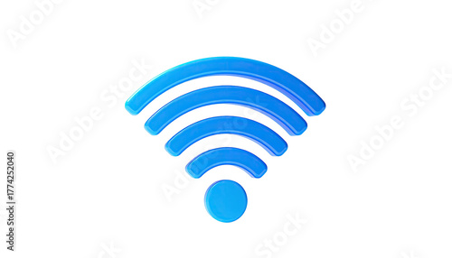 Glowing blue waves, the symbol for wireless internet, isolated on black