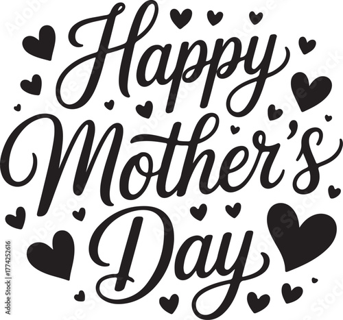 Happy mother's day heart illustration