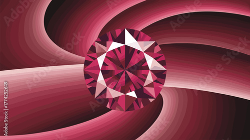 Ruby Gemstone With Swirling Background Illustration