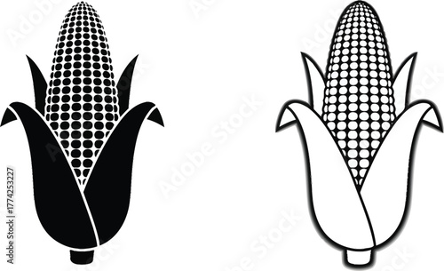 Corn vector illustration maize cob icon agriculture harvest design art eps silhouette