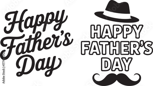 Happy father's day with hat and mustache