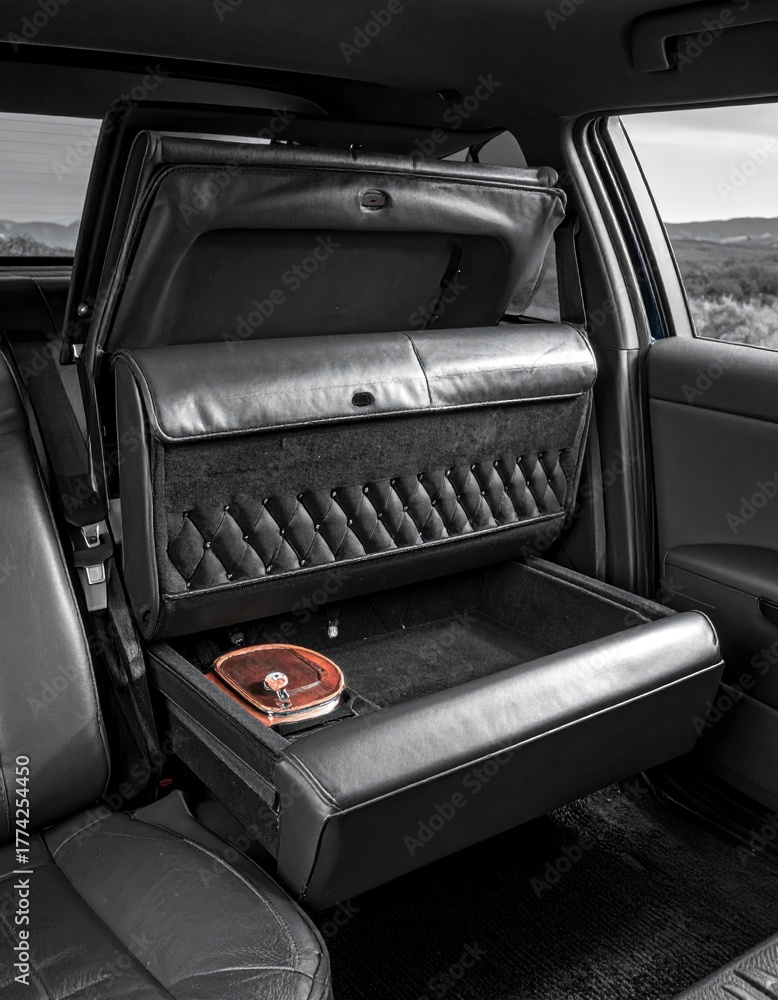 Obraz premium Luxury Car Interior - Fold-Down Seat with Elegant Design and Comfort.