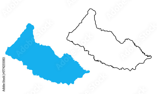 map of Caqueta is a Department of Colombia. Map with detailed outlines and blue silhouettes