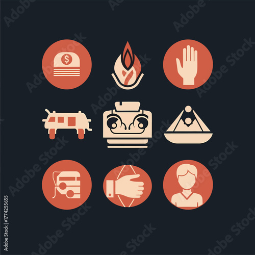 Collection of spiritual symbols representing various religious and mystical concepts on a dark backdrop, evoking a sense of reverence and mystery.