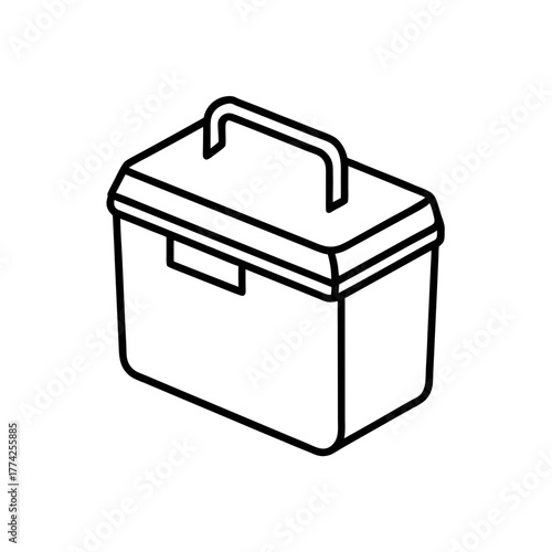 Outline of a closed box on transparent background
