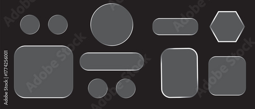 Black and white glossy button set for web design