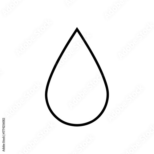 Simple teardrop line art on transparent background