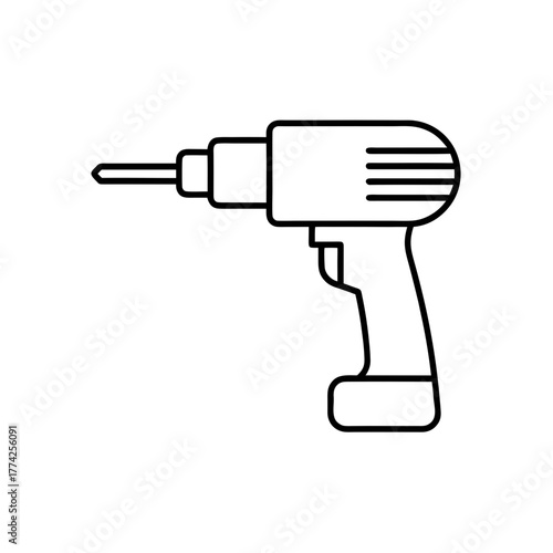 Outline of a cordless drill on transparent background