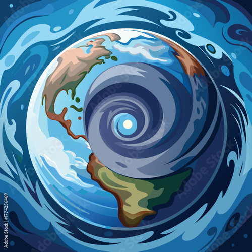 Earth Swirling in a Powerful Ocean Vortex Keywords: earth, planet, ocean, water, vortex, swirl